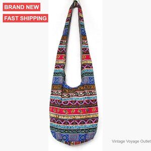 Handmade Cotton Hobo Crossbody Bag, Crescent Shape, Lightweight & Durable